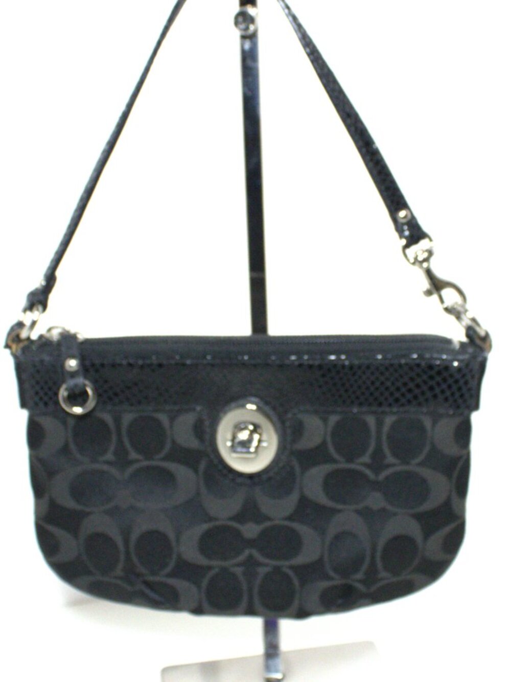 Coach, Vintage Y2K Peyton Shoulder Bag, Snakeskin Trim, Silver Hardware